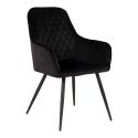 Chaise Fauteuil métal noir 'Harbo' Velours Noir