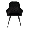 Chaise Fauteuil métal noir 'Harbo' Velours Noir