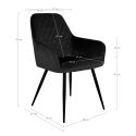 Chaise Fauteuil métal noir 'Harbo' Velours Noir