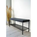 Banc 100 cm avec coussin et étagère Vita métal Noir