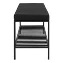 Banc 100 cm avec coussin et étagère Vita métal Noir