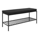 Banc 100 cm avec coussin et étagère Vita métal Noir