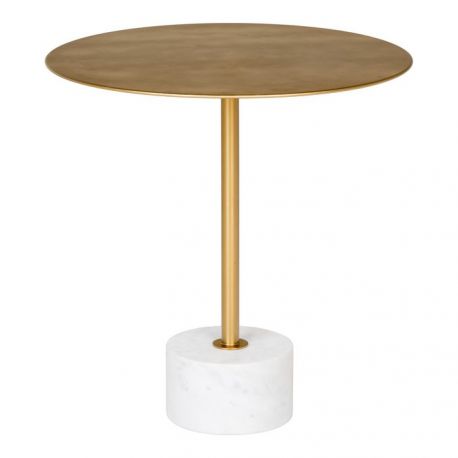 Table d'appoint en laiton et marbre Ø51x52 cm cm Lecco