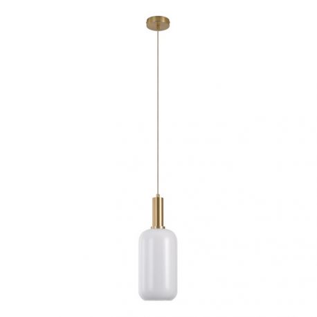 Suspension Cylindrique Aspect Laiton Chelsea Verre Blanc