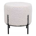 Pouf 'Alford' confort metal noir et tissu bouclette blanc