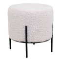 Pouf 'Alford' confort metal noir et tissu bouclette blanc