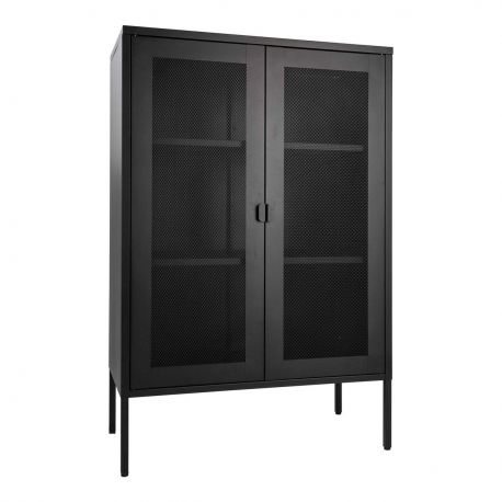 Meuble Vitrine métal noir 'Melbourne' 80 cm - 2 portes grillagée