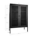 Meuble Vitrine métal noir 'Melbourne' 80 cm - 2 portes grillagée