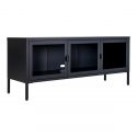 Buffet bas Brisbane 130 cm - Métal noir - 2 portes vitrées