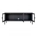 Buffet bas Brisbane 130 cm - Métal noir - 2 portes vitrées