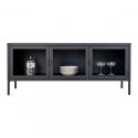 Buffet bas Brisbane 130 cm - Métal noir - 2 portes vitrées