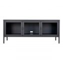 Buffet bas Brisbane 130 cm - Métal noir - 2 portes vitrées