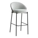 Chaise de bar Canelas, tissu gris clair pieds noirs - Lot de 2