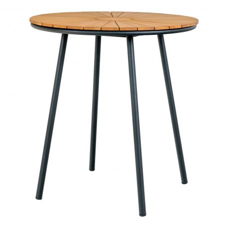 Table de jardin 70 cm, pieds métal Cleveland plateau en teck