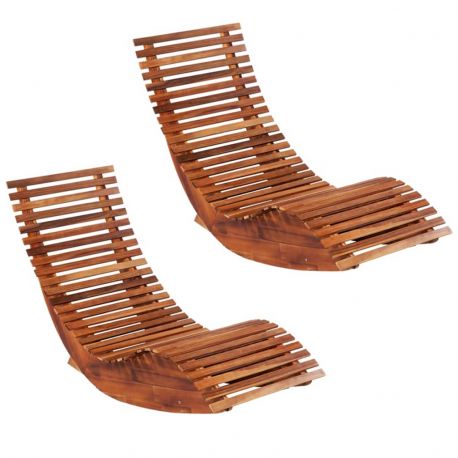 Bain de soleil basculants en bois massif - lot de 2