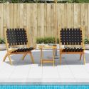 Chaises de jardin pliantes noires en bois - lot de 2