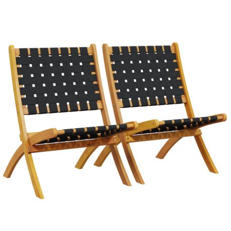 Chaises de jardin pliantes noires en bois - lot de 2