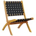 Chaises de jardin pliantes noires en bois - lot de 2