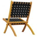 Chaises de jardin pliantes noires en bois - lot de 2