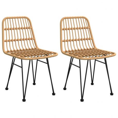 Chaises de jardin métal et Resine tressee - lot de 2