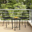 Chaises de jardin métal et Resine tressee Noire - lot de 2