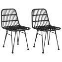 Chaises de jardin métal et Resine tressee Noire - lot de 2