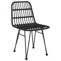 Chaises de jardin métal et Resine tressee Noire - lot de 2