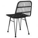 Chaises de jardin métal et Resine tressee Noire - lot de 2