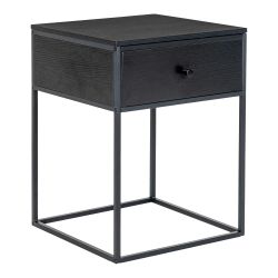 Table de chevet Vita métal noir avec 1 tiroir - bois Noir