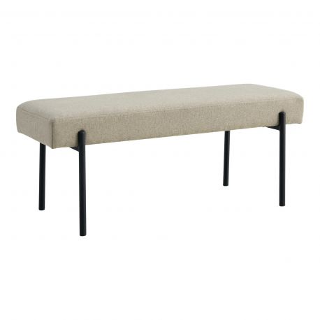 Banc 100 cm métal Noir Swindon Tissu Sable