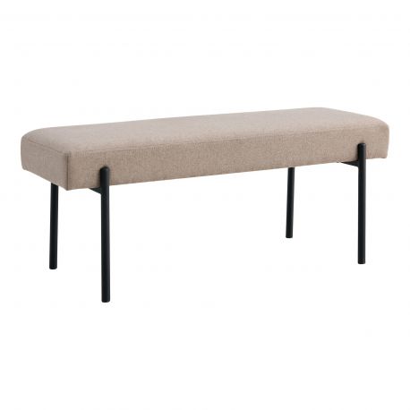 Banc 100 cm métal Noir Swindon Tissu Pierre