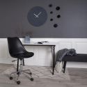 Chaise de bureau Simili cuir Noir Stavanger pieds chromés