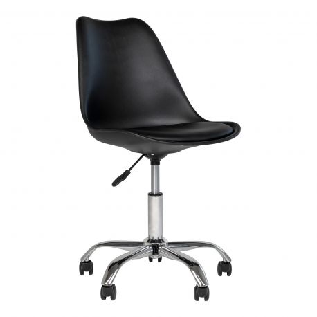 Chaise de bureau Simili cuir Noir Stavanger pieds chromés