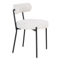 Chaise pieds métal noir Badalona tissu bouclé blanc - lot de 2