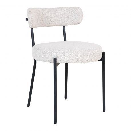 Chaise pieds métal noir Badalona tissu bouclé blanc - lot de 2