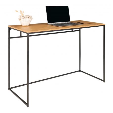 Bureau avec structure noire VITA 100 - plateau aspect chêne