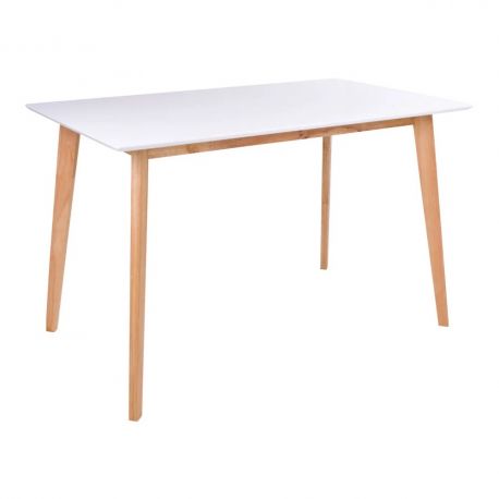 Table à manger 120 cm Vojens plateau blanc - pieds bois