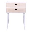 Table d'appoint Rimini placage bois naturel, 2 tiroirs