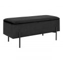 Coffre de rangement Watford Pieds métal Noir, Velours noir