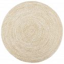 Tapis rond 240 cm Polski fait a la main Jute Blanc et marron