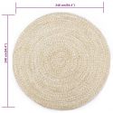 Tapis rond 240 cm Polski fait a la main Jute Blanc et marron