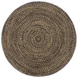 Tapis rond 210 cm Polski fait a la main Jute Noire et marron