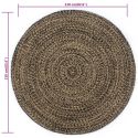 Tapis rond 210 cm Polski fait a la main Jute Noire et marron