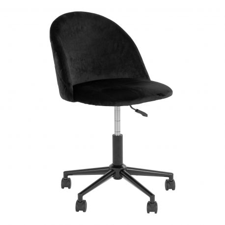 Chaise de bureau velours Noir Geneve pieds Noir