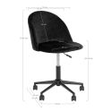 Chaise de bureau velours Noir Geneve pieds Noir