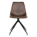 Chaise pivotante Monaco simili cuir marron avec pieds noirs