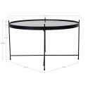 Table basse métal noir Ø70 Venezia plateau verre