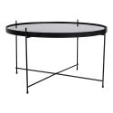 Table basse métal noir Ø70 Venezia plateau verre