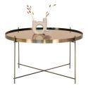 Table basse métal laiton Ø70 Venezia plateau verre