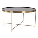 Table basse métal laiton Ø70 Venezia plateau verre